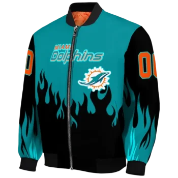 custom miami dolphins flame border aqua black bomber jacket best selling