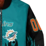 custom miami dolphins flame border aqua black bomber jacket best selling