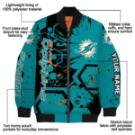 custom miami dolphins hexagon cluster aqua black bomber jacket best selling