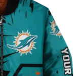 custom miami dolphins hexagon cluster aqua black bomber jacket best selling