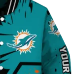 custom miami dolphins hexagon cluster aqua black varsity jacket best selling