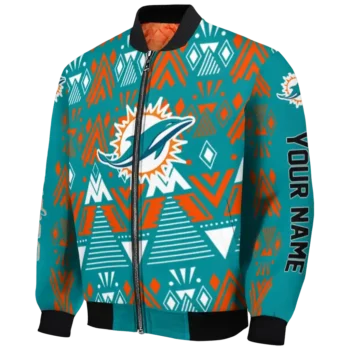 custom miami dolphins pyramid shapes aqua bomber jacket best selling