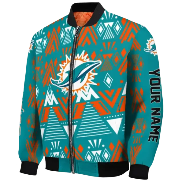 custom miami dolphins pyramid shapes aqua bomber jacket best selling