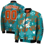 custom miami dolphins pyramid shapes aqua bomber jacket best selling