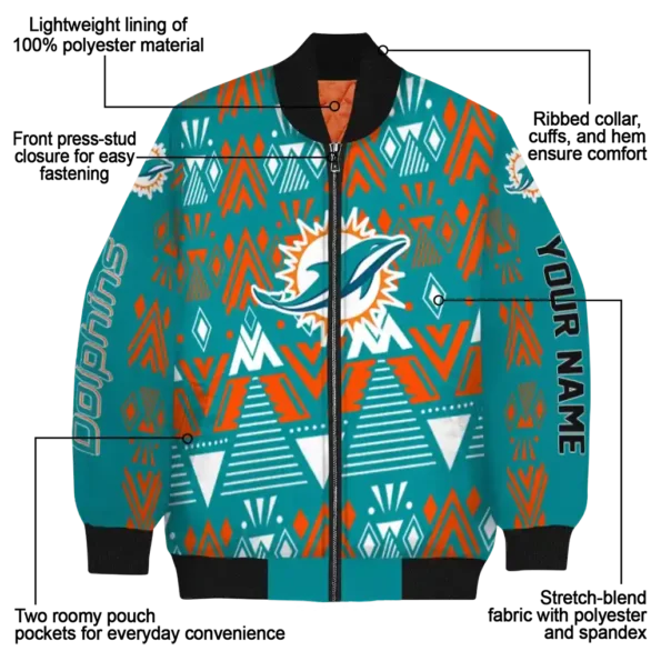 custom miami dolphins pyramid shapes aqua bomber jacket new arrival