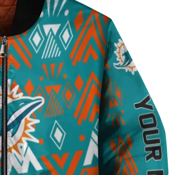 custom miami dolphins pyramid shapes aqua bomber jacket premium grade