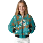 custom miami dolphins pyramid shapes aqua bomber jacket best selling