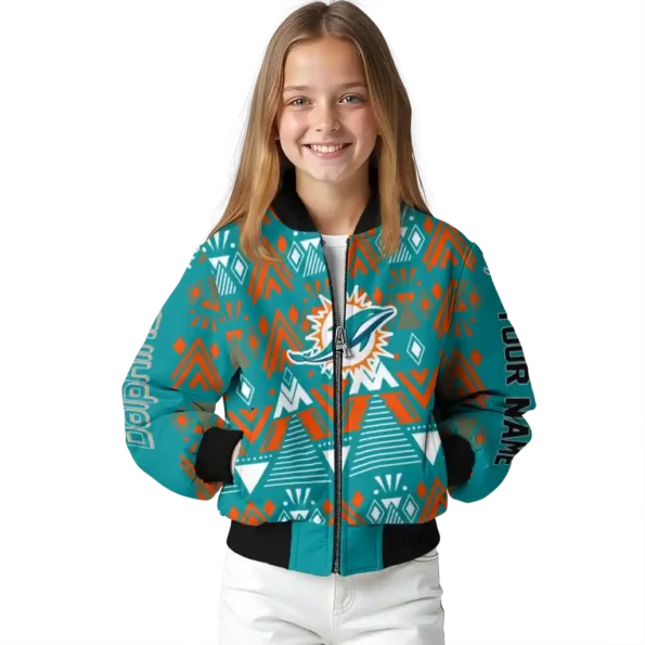 custom miami dolphins pyramid shapes aqua bomber jacket top rated