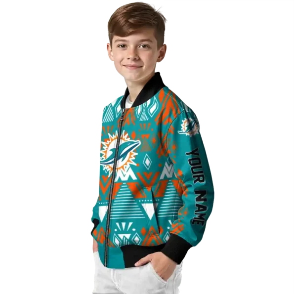 custom miami dolphins pyramid shapes aqua bomber jacket trendy