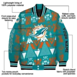 custom miami dolphins pyramid shapes aqua varsity jacket best selling