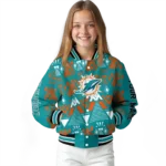 custom miami dolphins pyramid shapes aqua varsity jacket best selling