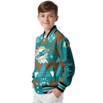 custom miami dolphins pyramid shapes aqua varsity jacket best selling