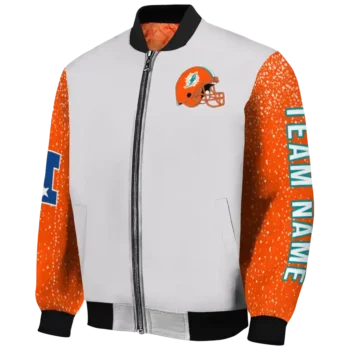 custom miami dolphins speckled arms aqua gray bomber jacket best selling