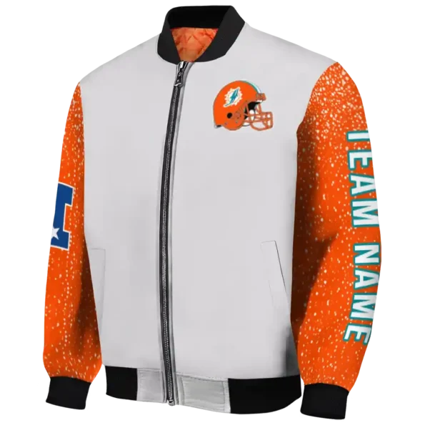 custom miami dolphins speckled arms aqua gray bomber jacket best selling