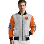 custom miami dolphins speckled arms aqua gray bomber jacket best selling