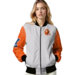 custom miami dolphins speckled arms aqua gray bomber jacket best selling