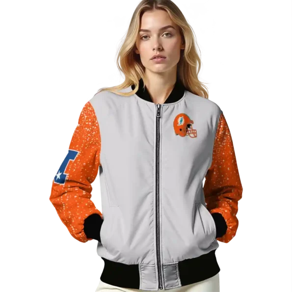 custom miami dolphins speckled arms aqua gray bomber jacket latest model