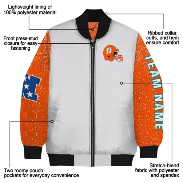 custom miami dolphins speckled arms aqua gray bomber jacket new arrival