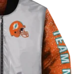 custom miami dolphins speckled arms aqua gray bomber jacket best selling