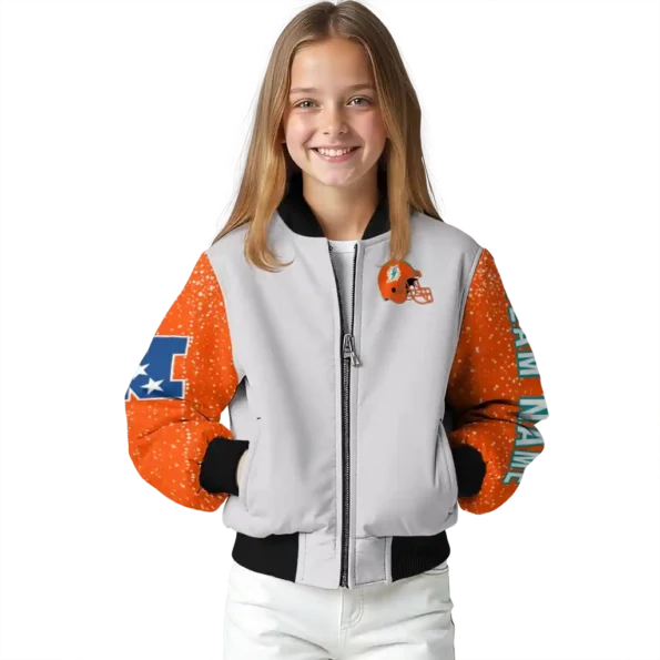 custom miami dolphins speckled arms aqua gray bomber jacket top rated