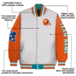 custom miami dolphins speckled arms aqua gray varsity jacket best selling