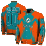 custom miami dolphins spider mark aqua red crocs varsity jacket best selling