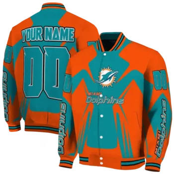 custom miami dolphins spider mark aqua red crocs varsity jacket fashion forward