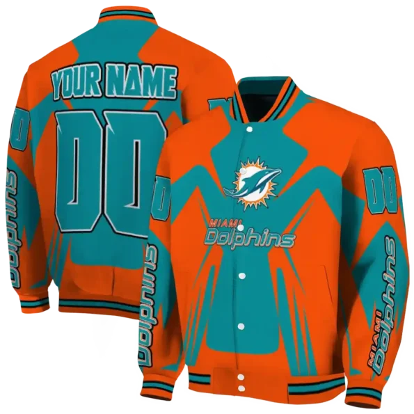 custom miami dolphins spider mark aqua red crocs varsity jacket fashion forward