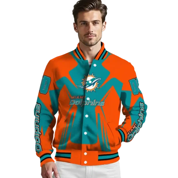 custom miami dolphins spider mark aqua red crocs varsity jacket high quality