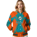 custom miami dolphins spider mark aqua red crocs varsity jacket best selling