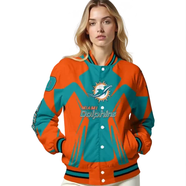 custom miami dolphins spider mark aqua red crocs varsity jacket latest model