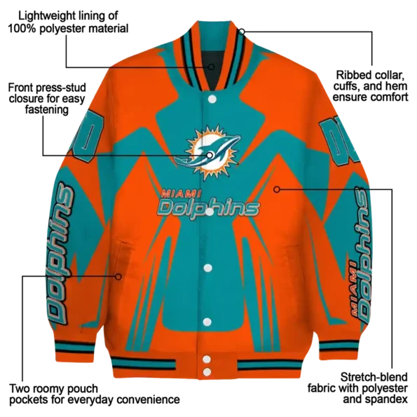 custom miami dolphins spider mark aqua red crocs varsity jacket new arrival