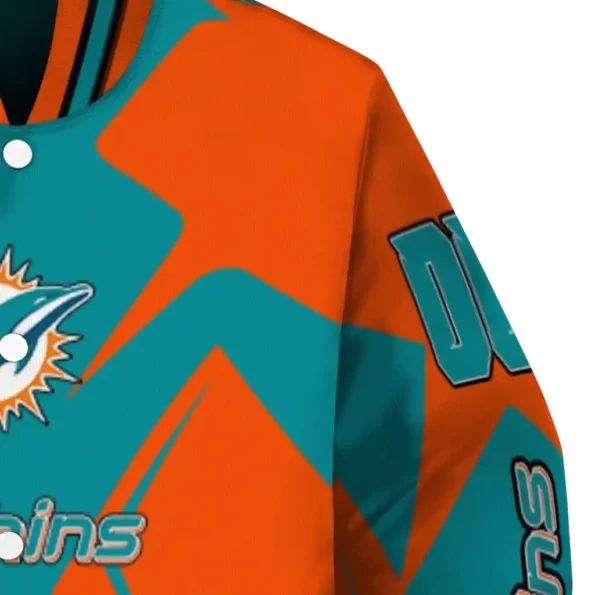 custom miami dolphins spider mark aqua red crocs varsity jacket premium grade