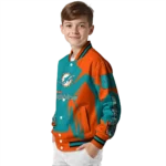 custom miami dolphins spider mark aqua red crocs varsity jacket best selling