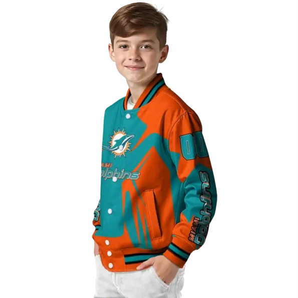 custom miami dolphins spider mark aqua red crocs varsity jacket trendy