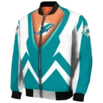 custom miami dolphins v stripes aqua white bomber jacket best selling