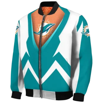 custom miami dolphins v stripes aqua white bomber jacket best selling