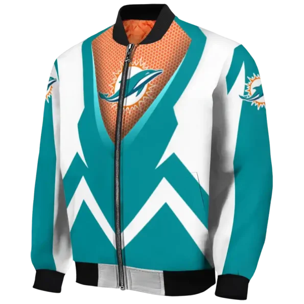 custom miami dolphins v stripes aqua white bomber jacket best selling