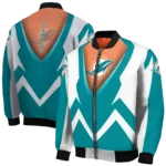 custom miami dolphins v stripes aqua white bomber jacket best selling