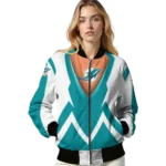 custom miami dolphins v stripes aqua white bomber jacket best selling