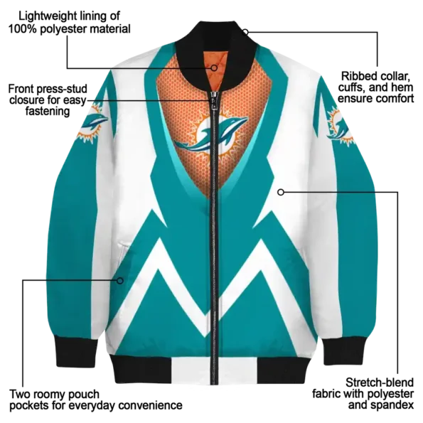 custom miami dolphins v stripes aqua white bomber jacket new arrival