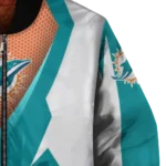 custom miami dolphins v stripes aqua white bomber jacket best selling