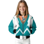 custom miami dolphins v stripes aqua white bomber jacket best selling