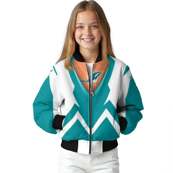 custom miami dolphins v stripes aqua white bomber jacket top rated
