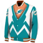 custom miami dolphins v stripes aqua white varsity jacket best selling