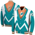 custom miami dolphins v stripes aqua white varsity jacket best selling