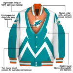 custom miami dolphins v stripes aqua white varsity jacket best selling
