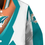 custom miami dolphins v stripes aqua white varsity jacket best selling