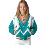 custom miami dolphins v stripes aqua white varsity jacket best selling