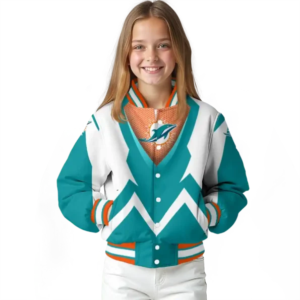 custom miami dolphins v stripes aqua white varsity jacket top rated